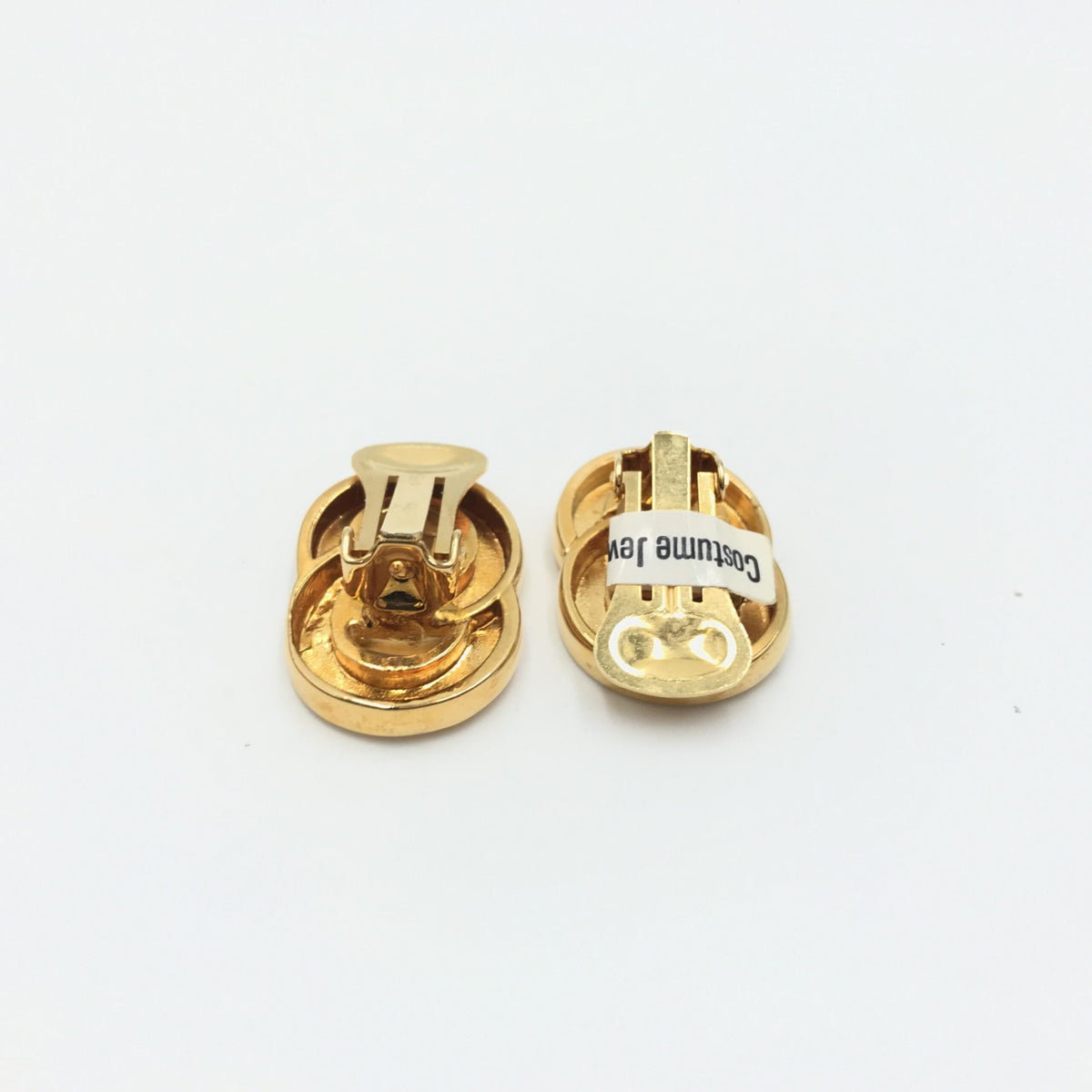 Celine Gold Tone Double Round Motif Earrings