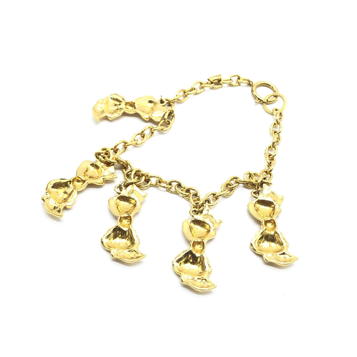 Chanel Gold Plated Chain Necklace With Bow Charms