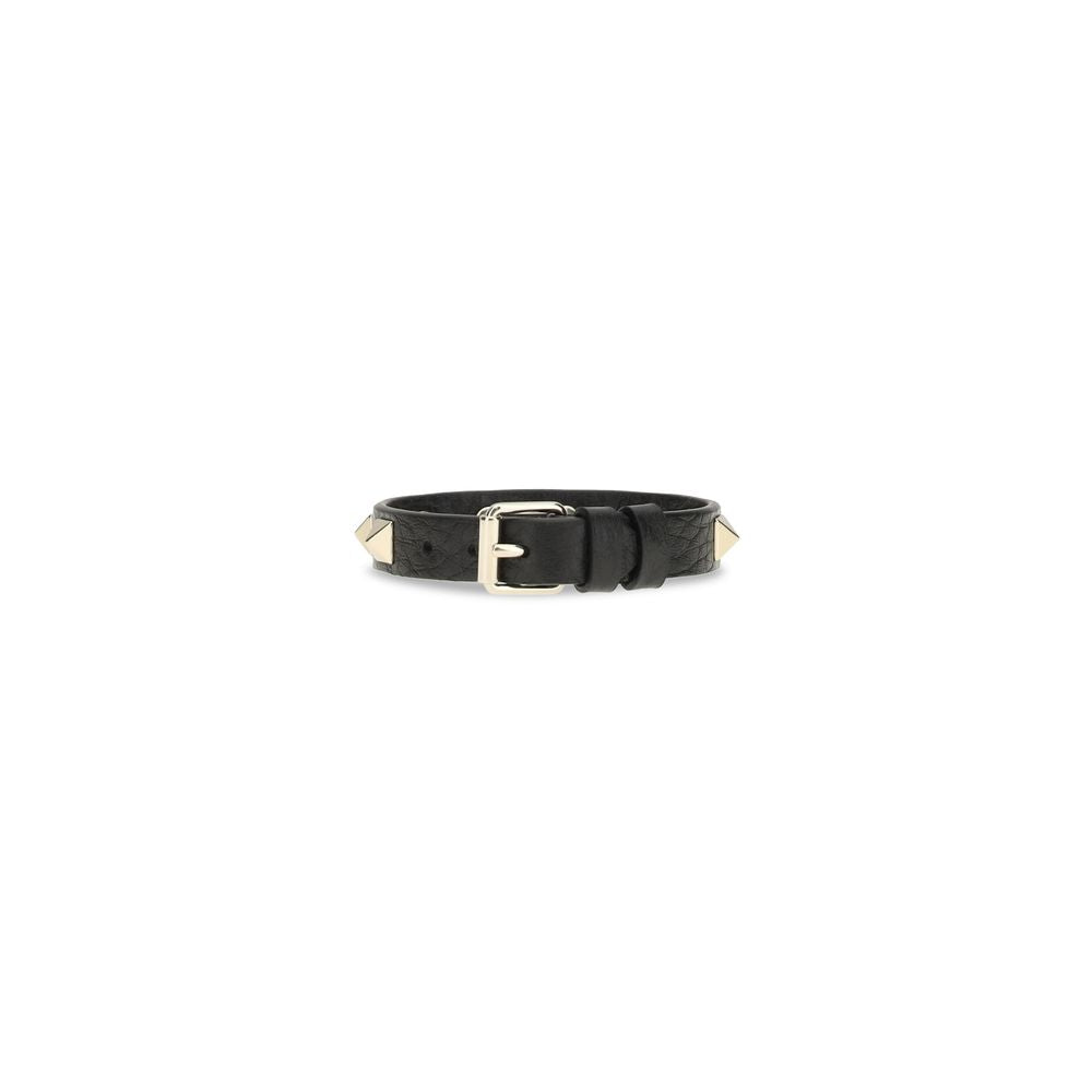 Valentino Garavani Black Calf Leather Bos Taurus Bracelet