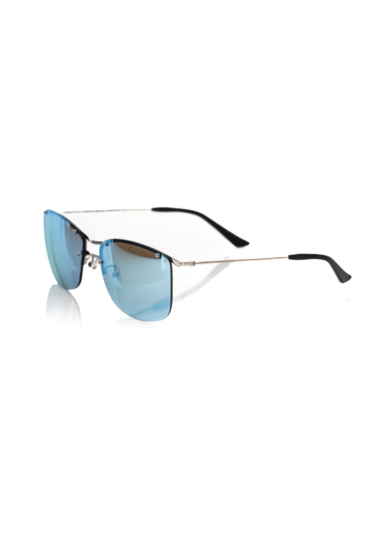 Frankie Morello Silver Metallic Men Sunglasses